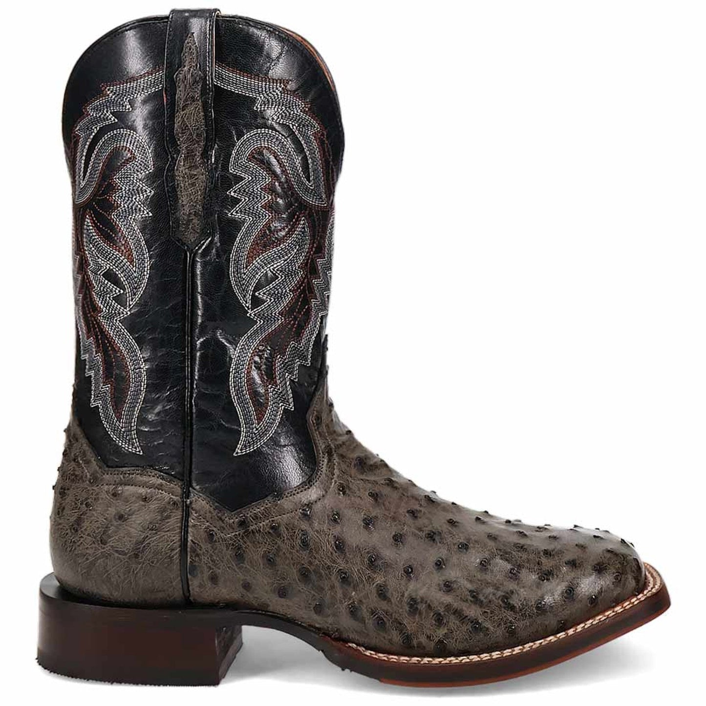 Dan Post Men’s Alamosa Grey/Black Full Quill Ostrich Boots - Image 8