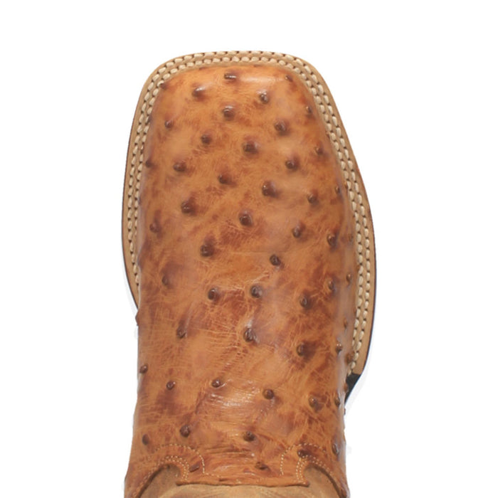 Dan Post Men’s Alamosa Tan Genuine Ostrich 11 Broad Square Toe Cowboy Certified Boot