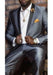 Men's Grey Button Closure Shawl Lapel Velvet Jacket