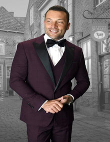 Alberto Burgundy 1-Button Peak Tuxedo