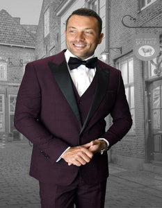Alberto Burgundy 1-Button Peak Tuxedo