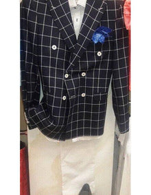Alberto Nardoni Brand Black Wool Double breasted Plaid ~ Window Pane Blazer ~ Sport Coat Jacket