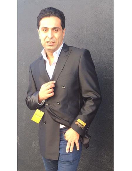 Alberto Nardoni Brand Men's Black Double Breasted blazer ~ sport coat jacket(Wholesale Price) Advanced