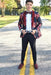 Alberto Nardoni Burgundy Two Button Floral Pattern Shawl Lapel Suit