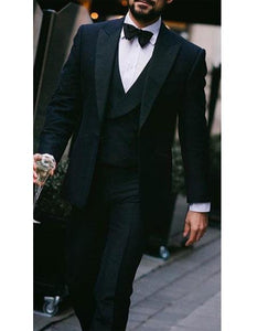 Alberto nardoni Peak lapel super 150s wool tuxedo with double breasted vest flat front pants 1 button style