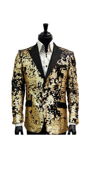 Alberto Nardoni Brand Fashion Men'S 2 Button Cheap Priced Designer Fashion Dress Casual Blazer For Men On Sale Black Matte Gold Sequin Pattern Blazer
