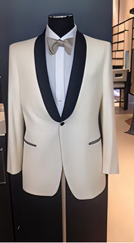 Alberto Nardoni Brand Men'S Dress Formal Ivory ~ Cream ~ Off White Dinner Jacket ~ Fashion Tuxedo For Men ~ Blazer ~ Sport Coat Black Lapel - Image 8