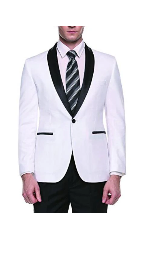 Alberto Nardoni Brand Men'S White Slim Fit One Button Shawl Lapel Stylish Casual Coat Blazer - Image 9