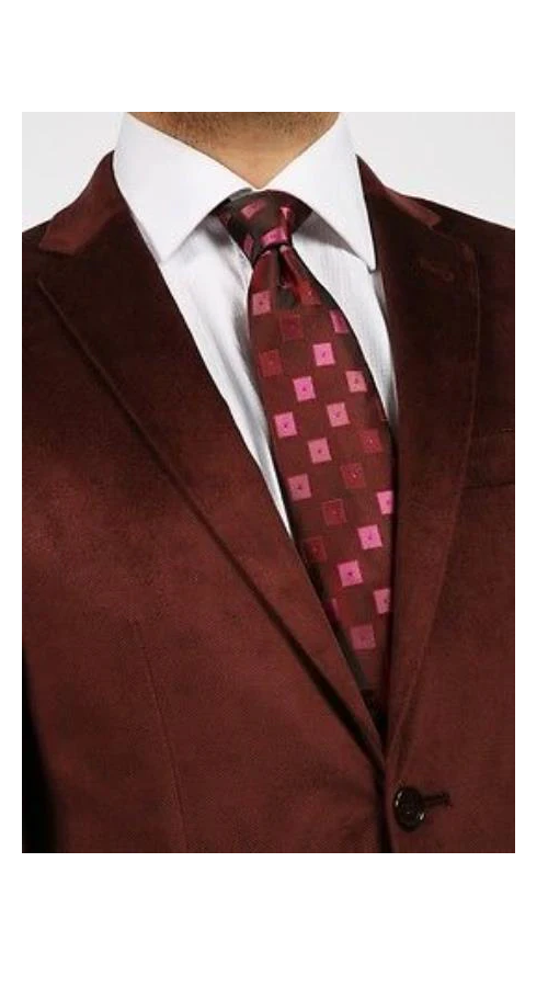 Alberto Nardoni Brand  velour Men's blazer Jacket Sport Jacket For Men Burgundy ~ Wine ~ Maroon Color