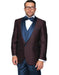Burgundy ~ Plum And Dark Navy Blue Lapel Burgundy Suit Tuxedo Vested 3 Piece Suit Wedding / Prom / Party Suit
