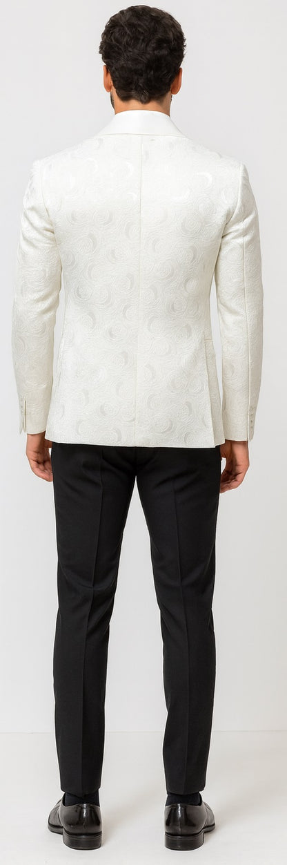 Alberto Nardoni Brand White Paisley Shawl Collar Tuxedo Dinner Jacket & Men'S Blazer Sport Jacket - Image 3