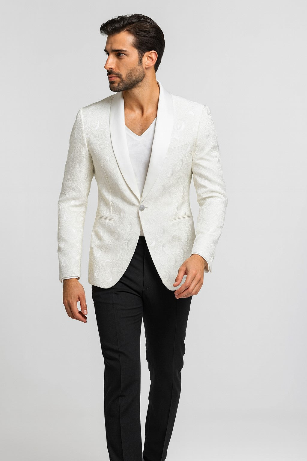 Alberto Nardoni Brand White Paisley Shawl Collar Tuxedo Dinner Jacket & Men'S Blazer Sport Jacket - Image 4