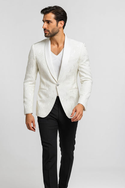 Alberto Nardoni Brand White Paisley Shawl Collar Tuxedo Dinner Jacket & Men'S Blazer Sport Jacket - Image 4