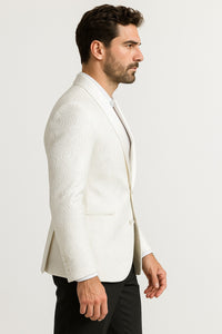 Alberto Nardoni Brand White Paisley Shawl Collar Tuxedo Dinner Jacket & Men'S Blazer Sport Jacket