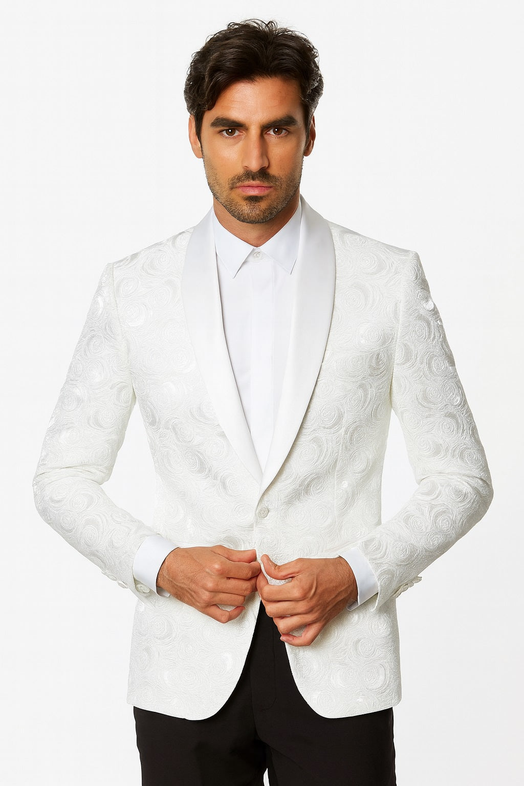 Alberto Nardoni Brand White Paisley Shawl Collar Tuxedo Dinner Jacket & Men'S Blazer Sport Jacket - Image 7