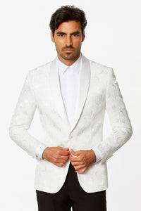 Alberto Nardoni Brand White Paisley Shawl Collar Tuxedo Dinner Jacket & Men'S Blazer Sport Jacket