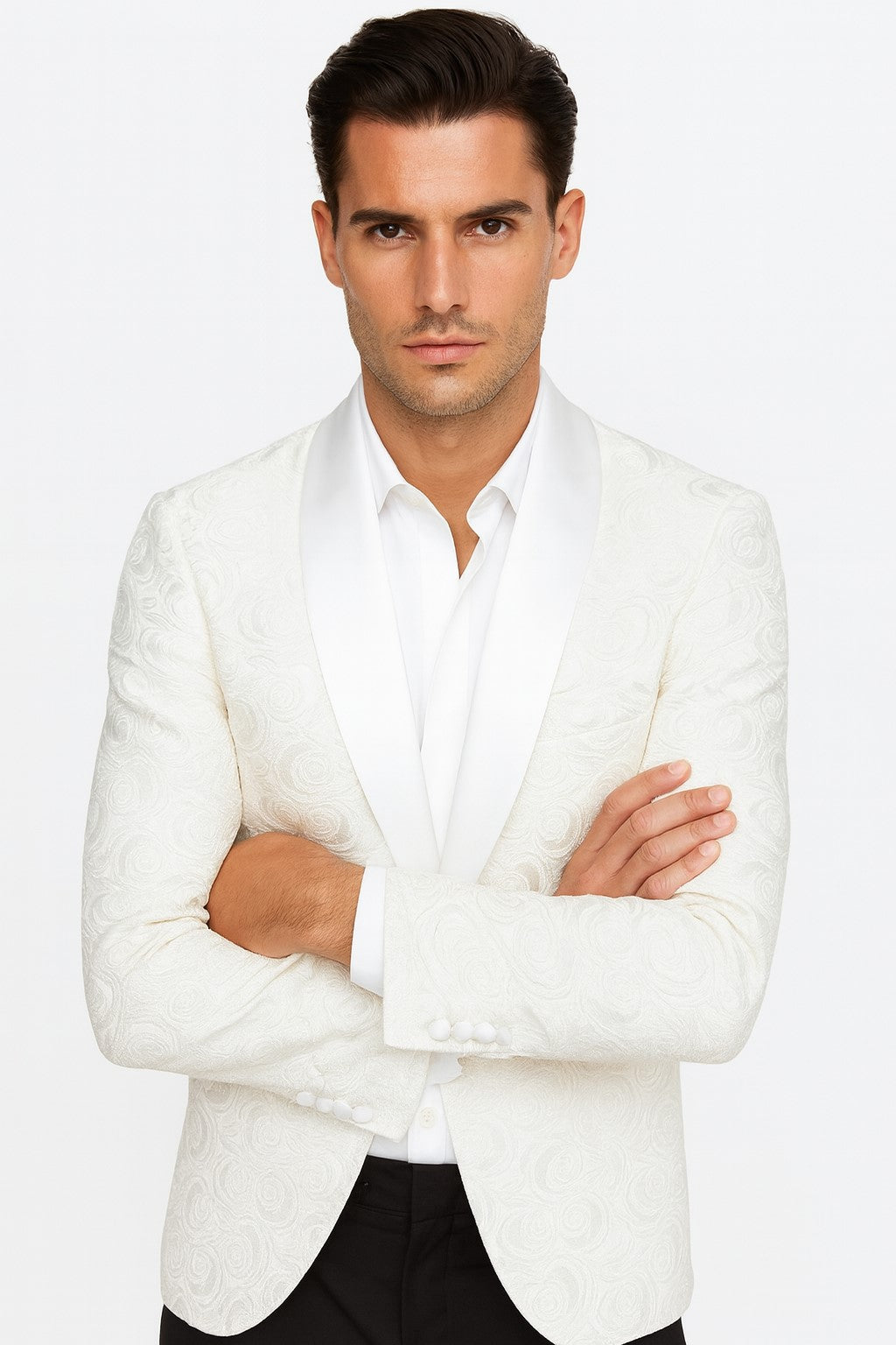 Alberto Nardoni Brand White Paisley Shawl Collar Tuxedo Dinner Jacket & Men'S Blazer Sport Jacket - Image 5