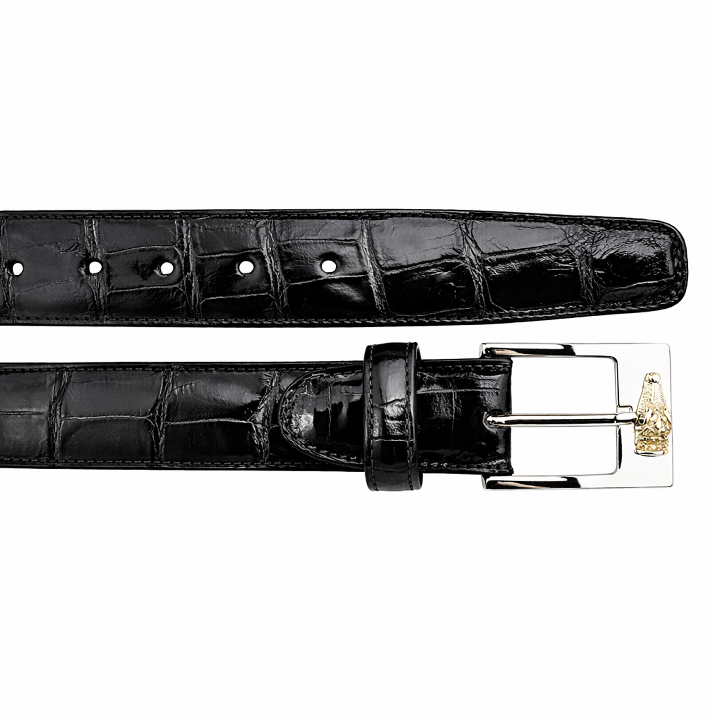 Belvedere Alligator Belt - Black Luxury Leather