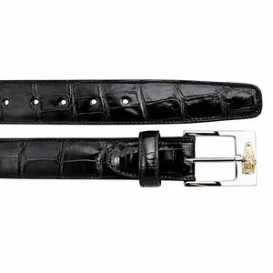 Belvedere Alligator Belt - Black Luxury Leather