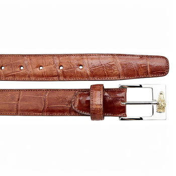 Belvedere Cognac Alligator Belt - Luxury Leather Belt