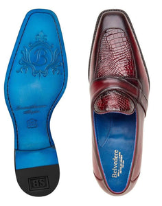 Belvedere Mens Alligator Dress Shoes Burgundy Slip On Tornado - Image 2