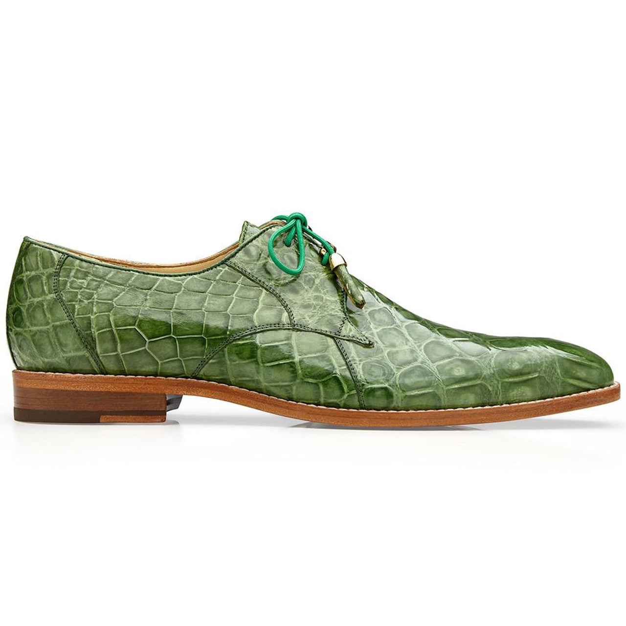 Belvedere Men's Alligator Oxford Shoes Pistacchio Green Lago - Image 2