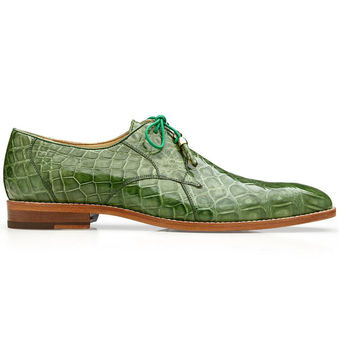 Belvedere Men's Alligator Oxford Shoes Pistacchio Green Lago - Image 2