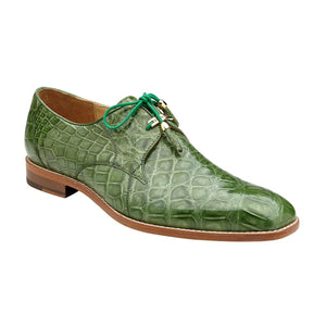 Belvedere Men's Alligator Oxford Shoes Pistacchio Green Lago