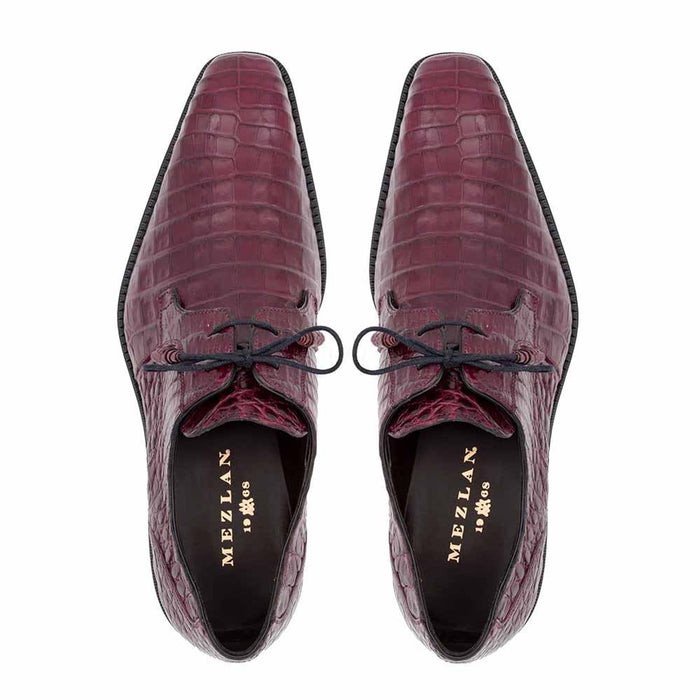 Anderson Burgundy Genuine Crocodile Lace-Up By Mezlan Made In Spain Brand