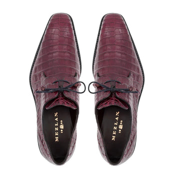 Men's Crocodile Lace Up Anderson Burgundy By Mezlan Made In Spain Brand - Image 5