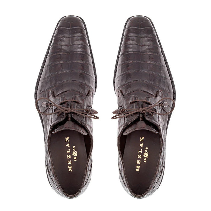 Men's Crocodile Lace Up Anderson Dark Brown By Mezlan Made In Spain Brand