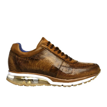 Belvedere Todd Men's Shoes Antique Brandy Exotic Genuine Ostrich Casual Sneakers - Image 9