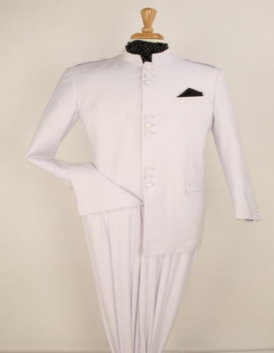 Apollo King Suit Men's 2 Piece Nehru Style Suit Apollo King White