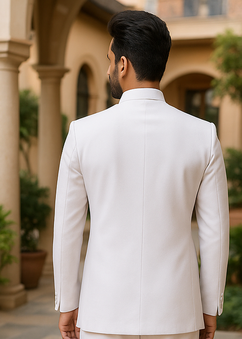 Apollo King Suit Men's 2 Piece Nehru Style Suit Apollo King White