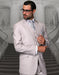 Mens 2 Button Modern Fit Vested Wool Suit in Ash Grey
