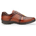 Belvedere Astor Men's Soft Calf & Caiman Hornback Dress Sneaker — Cognac