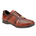 Belvedere Astor Men's Soft Calf & Caiman Hornback Dress Sneaker — Cognac