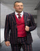 Athletic Suit - Black ~ Red Windowpane - Plaid Suit Modern Fit Side Vented Super 150's Wool Fabric - 100% Percent Wool Fabric Suit - Worsted Wool Business Suit