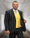 Athletic Suit - Black ~ Yellow Windowpane - Plaid Suit Modern Fit Side Vented Super 150's Wool Fabric - 100% Percent Wool Fabric Suit - Worsted Wool Business Suit