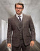 Athletic Suit - Brown Windowpane - Plaid Suit Modern Fit Side Vented Super 150's Wool Fabric - 100% Percent Wool Fabric Suit - Worsted Wool Business Suit