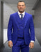 Athletic Suit - Cobalt Windowpane - Plaid Suit Modern Fit Side Vented Super 150'S Wool Fabric