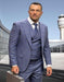 Athletic Suit - Steel Blue Windowpane - Plaid Suit Modern Fit Side Vented Super 150's Wool Fabric
