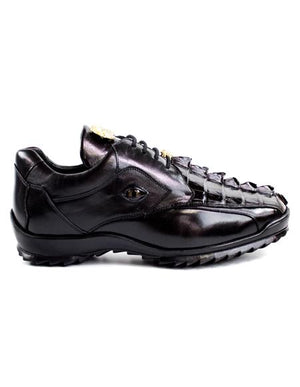 Authentic Mens Genuine Skin Italian Dress Sneaker In Black