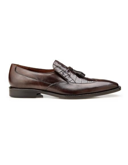 Authentic Men's Dress Shoe Bosco, in Tobacco Alligator and Italian Calf Wing Tip Style: 4B2