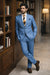 "Azure Elegance: Unconstructed Windowpane Blazer for Prom and Wedding Attire"