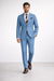 "Azure Elegance: Unconstructed Windowpane Blazer for Prom and Wedding Attire"
