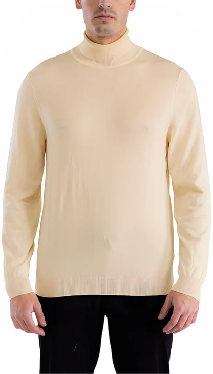 MENS BEIGE PULLOVER TURTLENECK SWEATER - Image 2