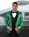 Mens Vested Shawl Lapel Paisley Tuxedo in Emerald Green