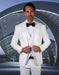 Mens One Button Peak Lapel Paisley Tuxedo in White