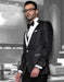 Mens Vested Swirl Patter Notch Lapel Tuxedo in Black